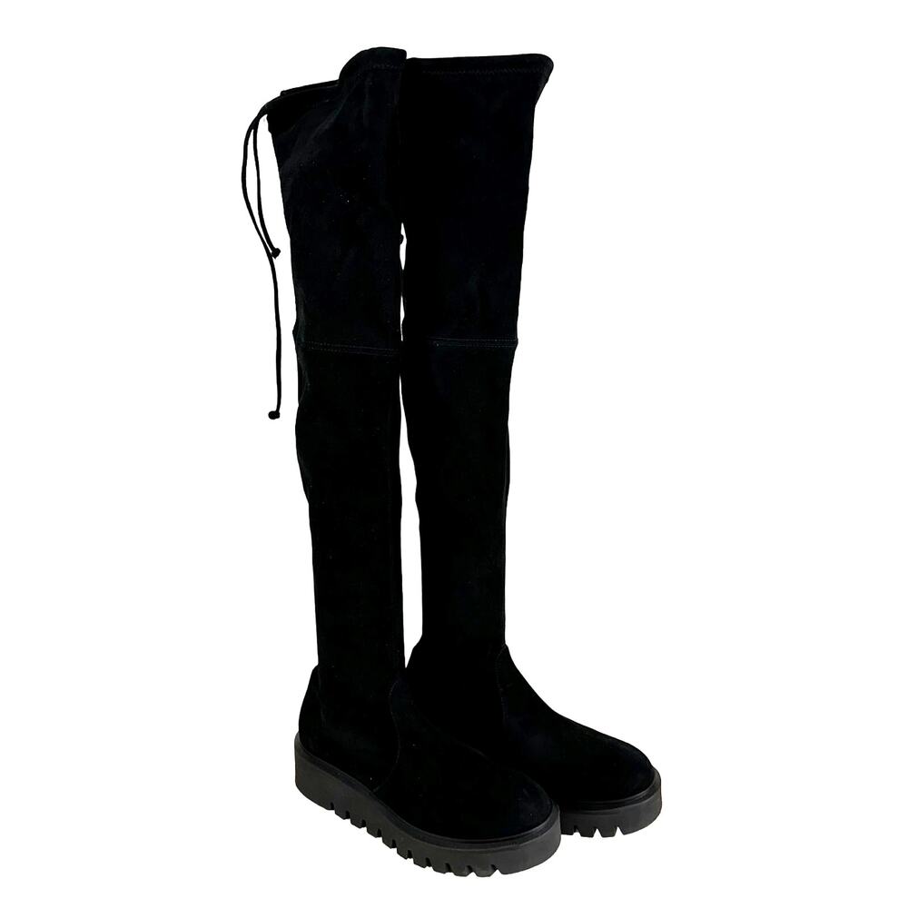 Stuart Weitzman NWOB Chalet Lug City Suede Over The Knee Boot Black Size 7.5B